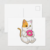 Katze frisst Donut Postkarte (Vorne/Hinten)