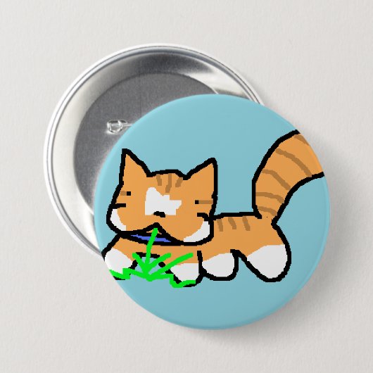 Katze frisst Gras Button (Vorne & Hinten)