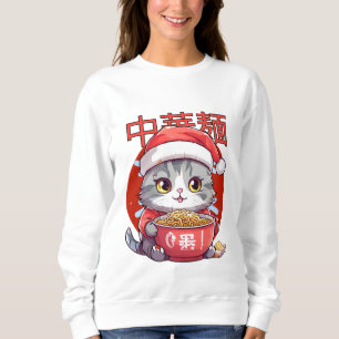 Katze frisst Ramen Nudeln Sweatshirt
