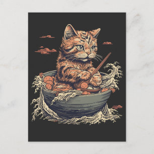 Katze frisst Ramen, Wave of Kanawaga Postkarte