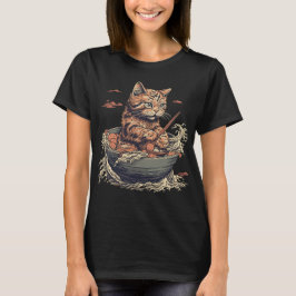 Katze frisst Ramen, Wave of Kanawaga T-Shirt