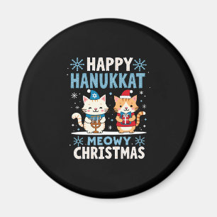 Katze Frohe Weihnachten Glückliches Chanukka Jüdis Magnet