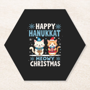 Katze Frohe Weihnachten Glückliches Chanukka Jüdis Untersetzer