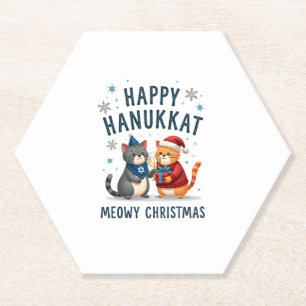 Katze Frohe Weihnachten Glückliches Chanukka Jüdis Untersetzer