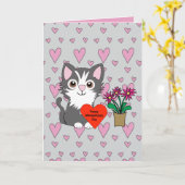 Katze Frohes Meowentines Tag Karte (Gelbe Blume)
