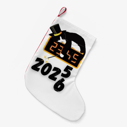 Katze frohes neues Jahr Socken (Vorderansicht (hängend))