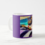 Katze Führen eines Rennwagens Kaffeetasse (Vorderseite Links)