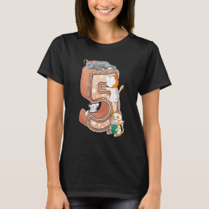 Katze Fünfte 5. Geburtstagsfeier Fünf 5 Jahre Alte T-Shirt