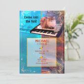 Katze Funny Birthday Einladung (Stehend Vorderseite)