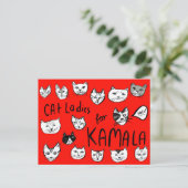KATZE FÜR Niedliche ABSTIMMUNG IN KAMALA Postkarte (Stehend Vorderseite)