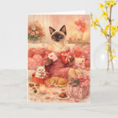 Katze für Valentinstag  Karte (Gelbe Blume)