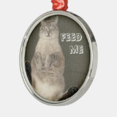 Katze "FÜTTRE ME" Ornament (Links)
