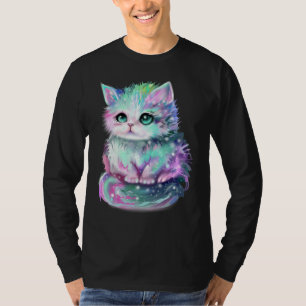 Katze Galaxy Pastell Regenbogenfarben Süße Katze f T-Shirt