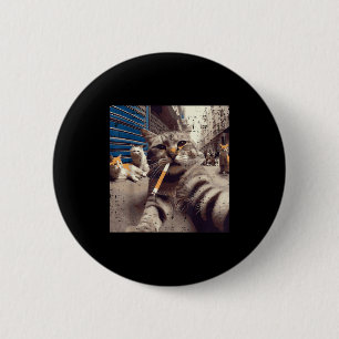 Katze Gangster Straßenkatzen Selfie Lustiges Meme Button