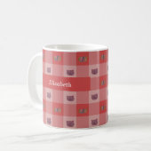 Katze & Garn Rot Namen anpassen Kaffeetasse (Vorderseite Links)