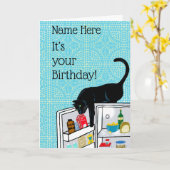 Katze Geburtstag 9 Leben Karte (Gelbe Blume)