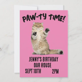 KATZE GEBURTSTAG PAW-TY CUSTOM NIEDLICHE Einladung