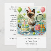 Katze Geburtstagsparty Einladungskarte Einladung (Vorne/Hinten)