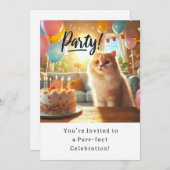 Katze Geburtstagsparty Einladungskarte Einladung (Vorne/Hinten)