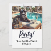 Katze Geburtstagsparty Einladungskarte Einladung (Vorderseite)