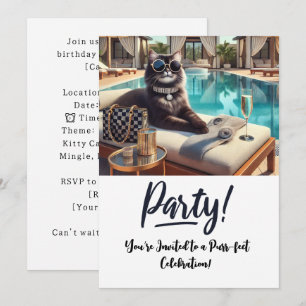 Katze Geburtstagsparty Einladungskarte Einladung