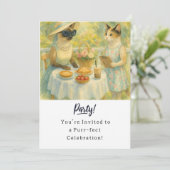Katze Geburtstagsparty Einladungskarte Einladung (Stehend Vorderseite)