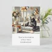 Katze Geburtstagsparty Einladungskarte Einladung (Stehend Vorderseite)