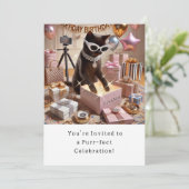 Katze Geburtstagsparty Einladungskarte Einladung (Stehend Vorderseite)
