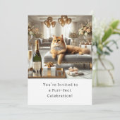 Katze Geburtstagsparty Einladungskarte Einladung (Stehend Vorderseite)