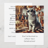 Katze Geburtstagsparty Einladungskarte Einladung (Vorne/Hinten)