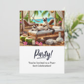 Katze Geburtstagsparty Einladungskarte Einladung (Stehend Vorderseite)