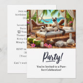 Katze Geburtstagsparty Einladungskarte Einladung (Vorne/Hinten)