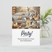 Katze Geburtstagsparty Einladungskarte Einladung (Stehend Vorderseite)