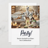 Katze Geburtstagsparty Einladungskarte Einladung (Vorne/Hinten)