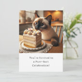 Katze Geburtstagsparty Einladungskarte Einladung (Stehend Vorderseite)