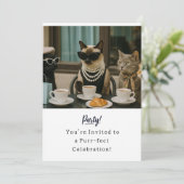 Katze Geburtstagsparty Einladungskarte Einladung (Stehend Vorderseite)