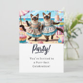 Katze Geburtstagsparty Einladungskarte Einladung (Stehend Vorderseite)