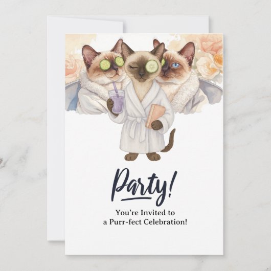 Katze Geburtstagsparty Einladungskarte Einladung (Vorderseite)