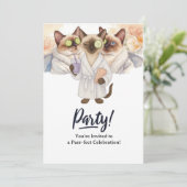 Katze Geburtstagsparty Einladungskarte Einladung (Stehend Vorderseite)