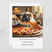 Katze Geburtstagsparty Einladungskarte Einladung (Vorne/Hinten)