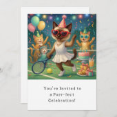 Katze Geburtstagsparty Einladungskarte Einladung (Vorne/Hinten)