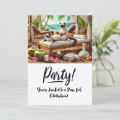 Katze Geburtstagsparty Einladungskarte Einladung (Stehend Vorderseite)