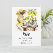 Katze Geburtstagsparty Einladungskarte Einladung (Stehend Vorderseite)