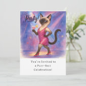 Katze Geburtstagsparty Einladungskarte Einladung (Stehend Vorderseite)
