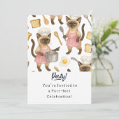 Katze Geburtstagsparty Einladungskarte Einladung (Stehend Vorderseite)