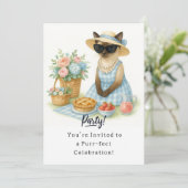 Katze Geburtstagsparty Einladungskarte Einladung (Stehend Vorderseite)