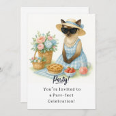 Katze Geburtstagsparty Einladungskarte Einladung (Vorne/Hinten)