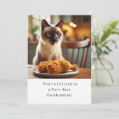 Katze Geburtstagsparty Einladungskarte Einladung (Stehend Vorderseite)