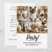 Katze Geburtstagsparty Einladungskarte Einladung (Vorne/Hinten)
