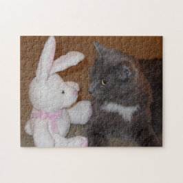 Katze gegen Hase Starren-Puzzle Puzzle